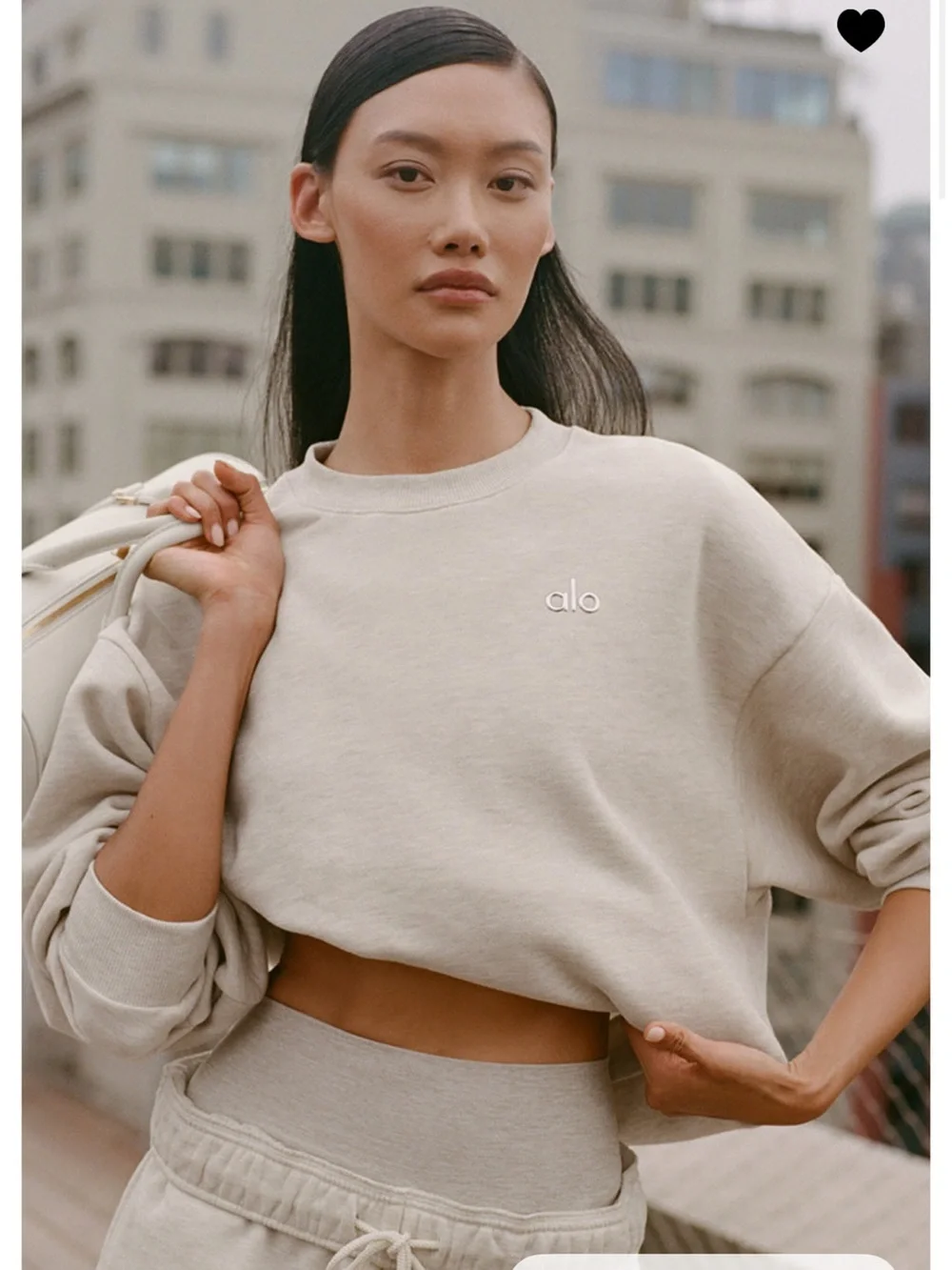 ALO Yoga Oatmeal Heather Crew Neck Pullover, size M